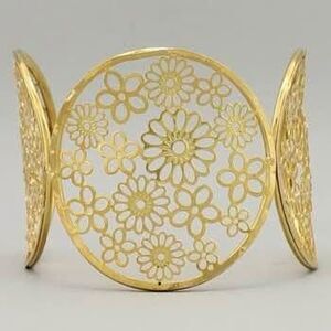 FLOWER CUFF BRACELET ~ Gold tone ~ Opening 2” wide ~ New w/tags ~ Gift idea